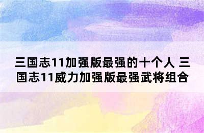 三国志11加强版最强的十个人 三国志11威力加强版最强武将组合